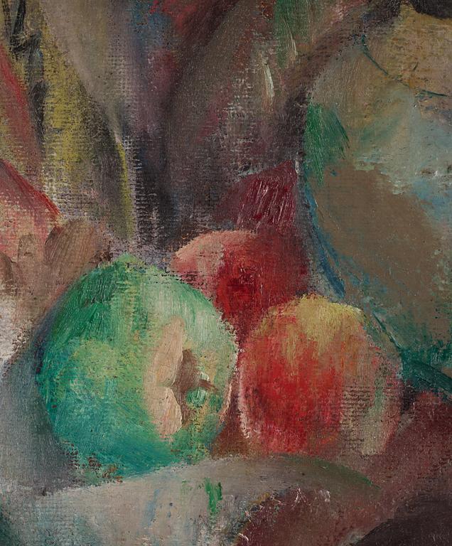 Jules Schyl, Stilleben med kruka och äpplen.