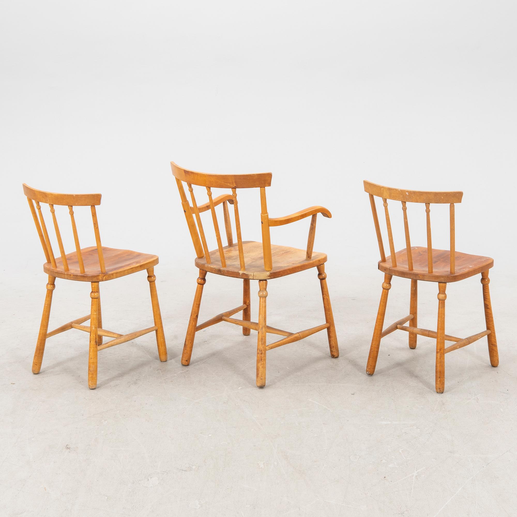 A set of eight chairs and an armchair Nässjö stolfabrik early 1900s.