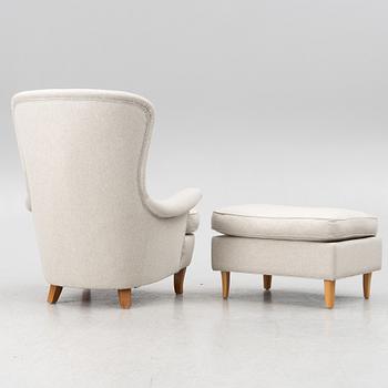 Carl Malmsten, armchair with footstool, "Solo", second half of the 20th century.