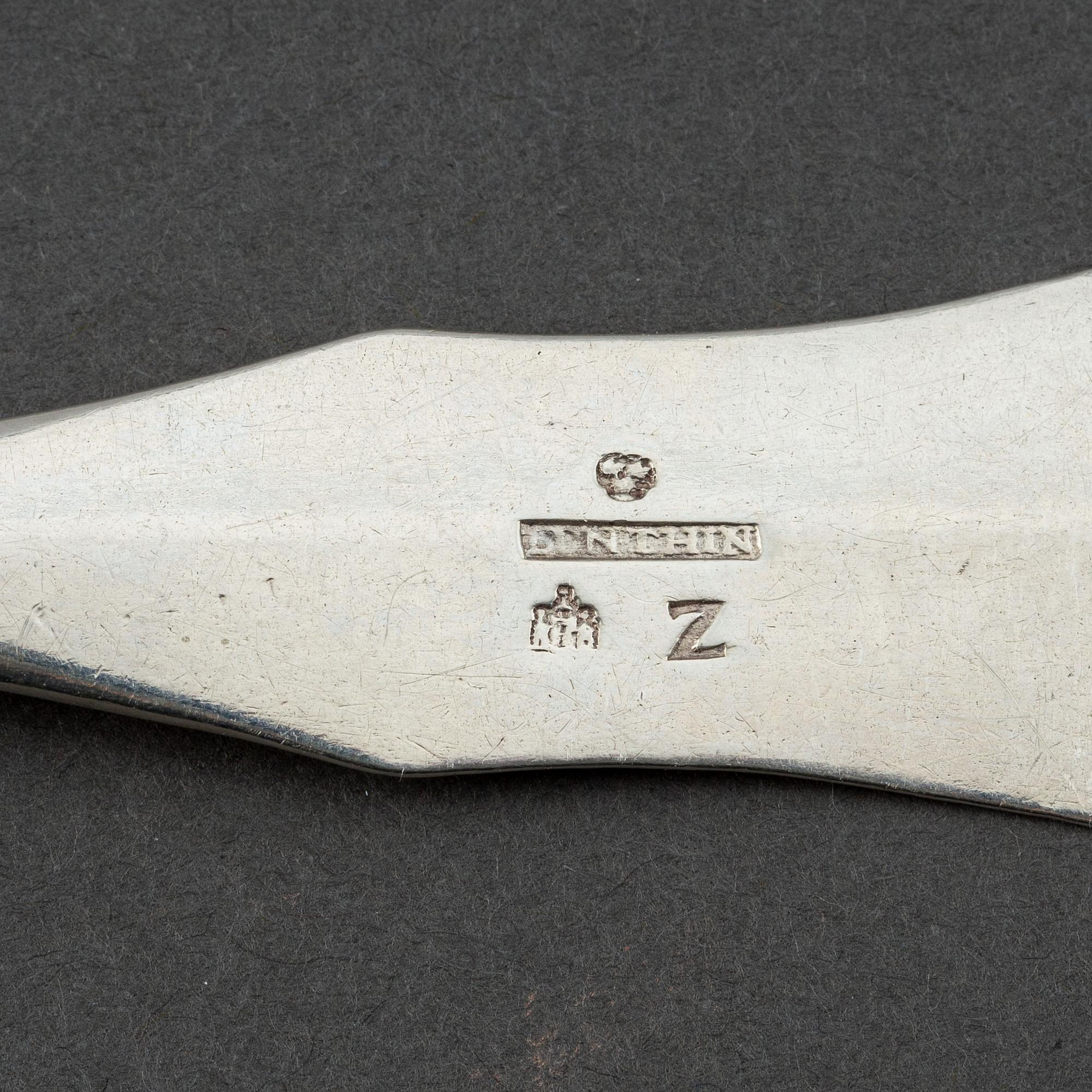 Ivar Lunthin, sannolikt bröllopsskedar, ett par lika, Lund 1781-1782.