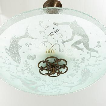 A Swedish Grace ceiling lamp, 1920's/30's.