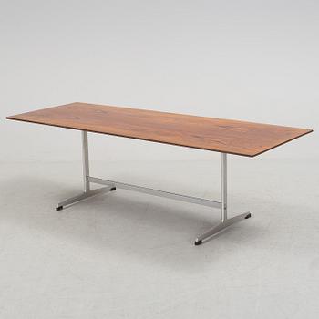 A rosewood top and aluminium coffee table, model 3315 by Fritz Hansen, Denmark 1968.