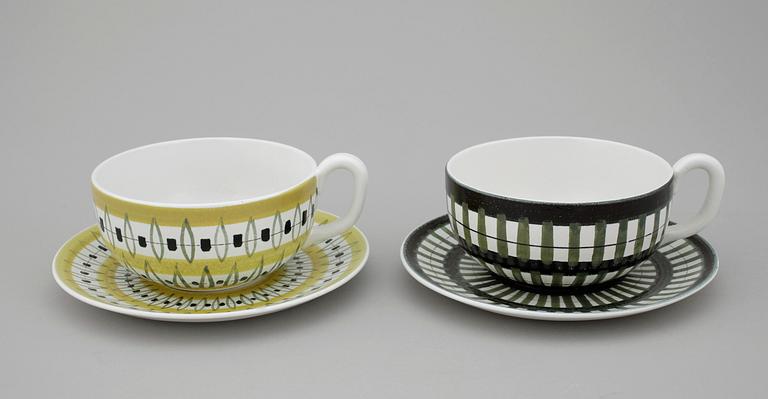 KOPPAR MED FAT, 2 st, fajans, Stig Lindberg, Gustavsberg.