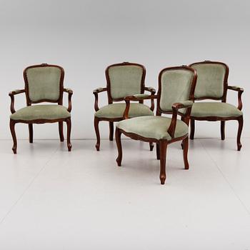 KARMSTOLAR, 4 st, rokokostil, 1900-talets andra hälft.