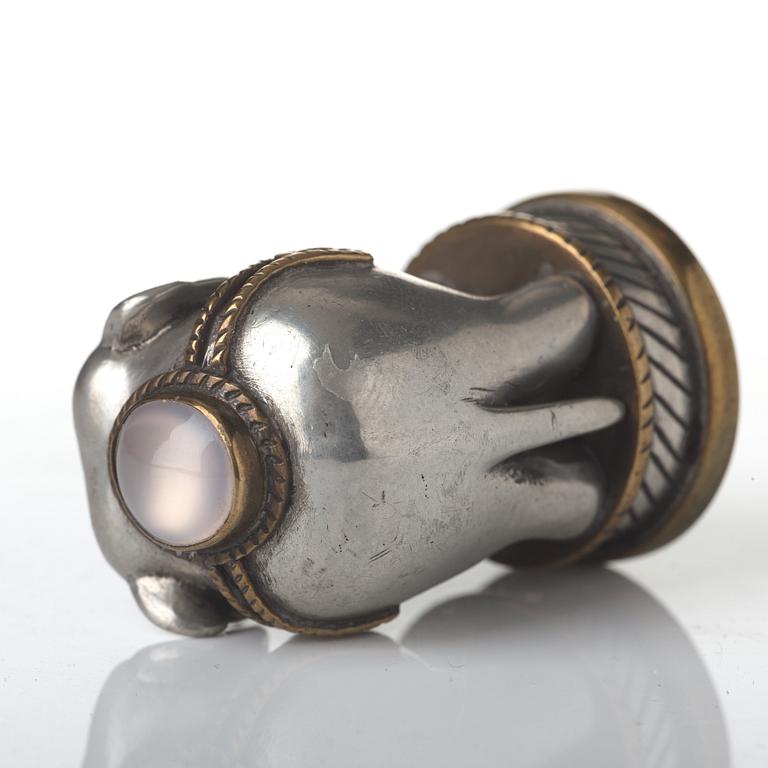 Estrid Ericson, a pewter and brass seal stamp, Svenskt Tenn, mid 20th century, provenance Estrid and Sigfrid Ericson.