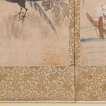 An early 20th century Japanese four part folding screen.