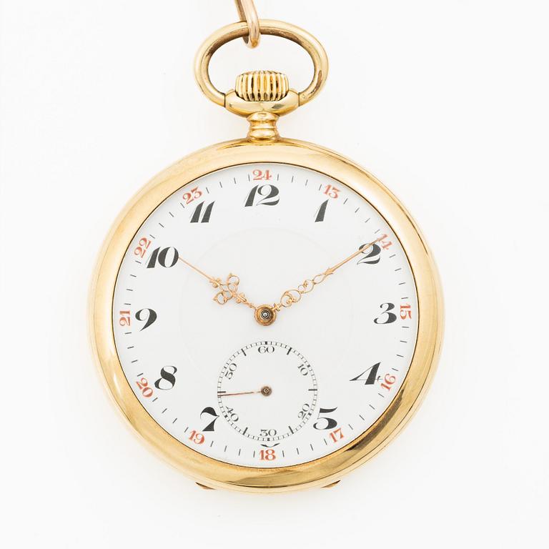 Pocket watch, 14K gold, 52 mm.