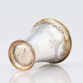 A Swedish parcel-gilt silver beaker, marks of Erik Gustaf Öström, Gävle 1855.