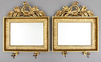SPEGELLAMPETTER, 1 par, empirestil, 1800-talets mitt.