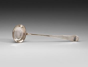 535. A Swedish 18th century silver soup-ladle, Carl Klingwall, Västerås 1776.