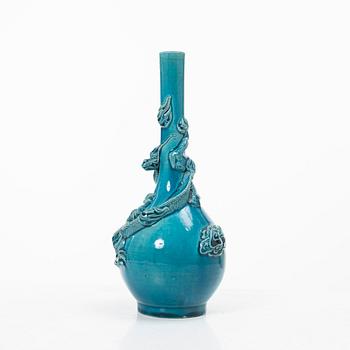 A turquoise glazed 'dragon vase' Qing dynasty, late 20th century.