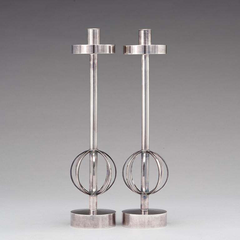 Sigurd Persson, a pair of candlesticks, Stockholm 1964, silversmith Johann Wist.