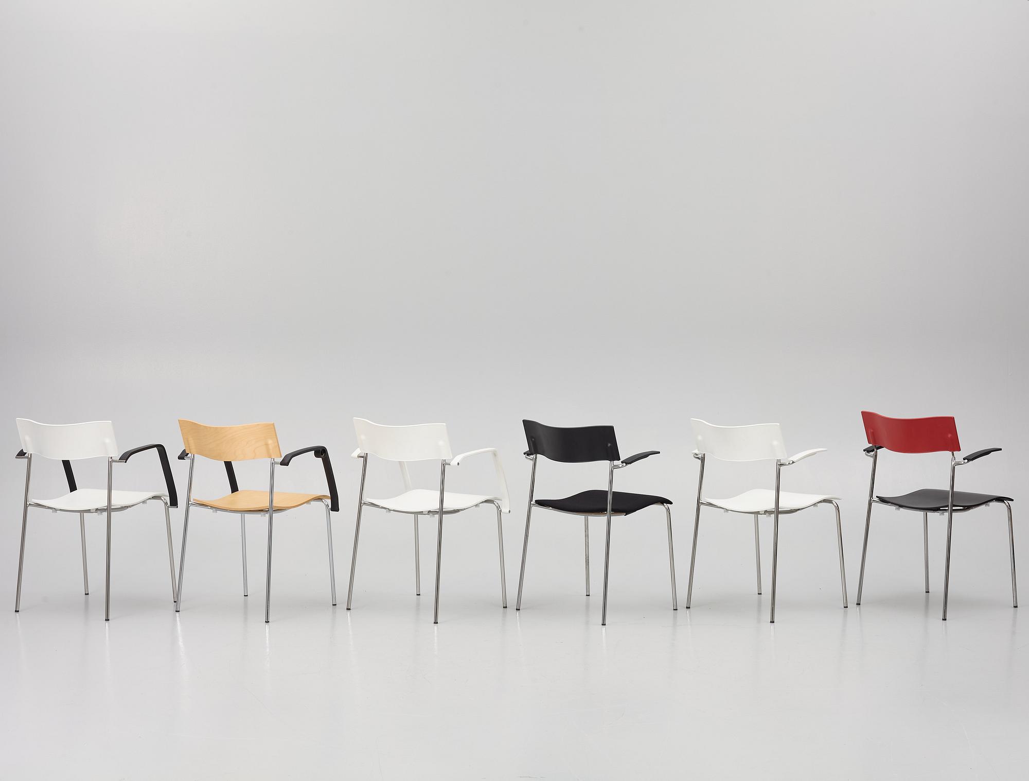 Johannes Foersom & Peter Hiort-Lorenzen, a set of six 'Campus' chairs, Lammhults, after 1992.