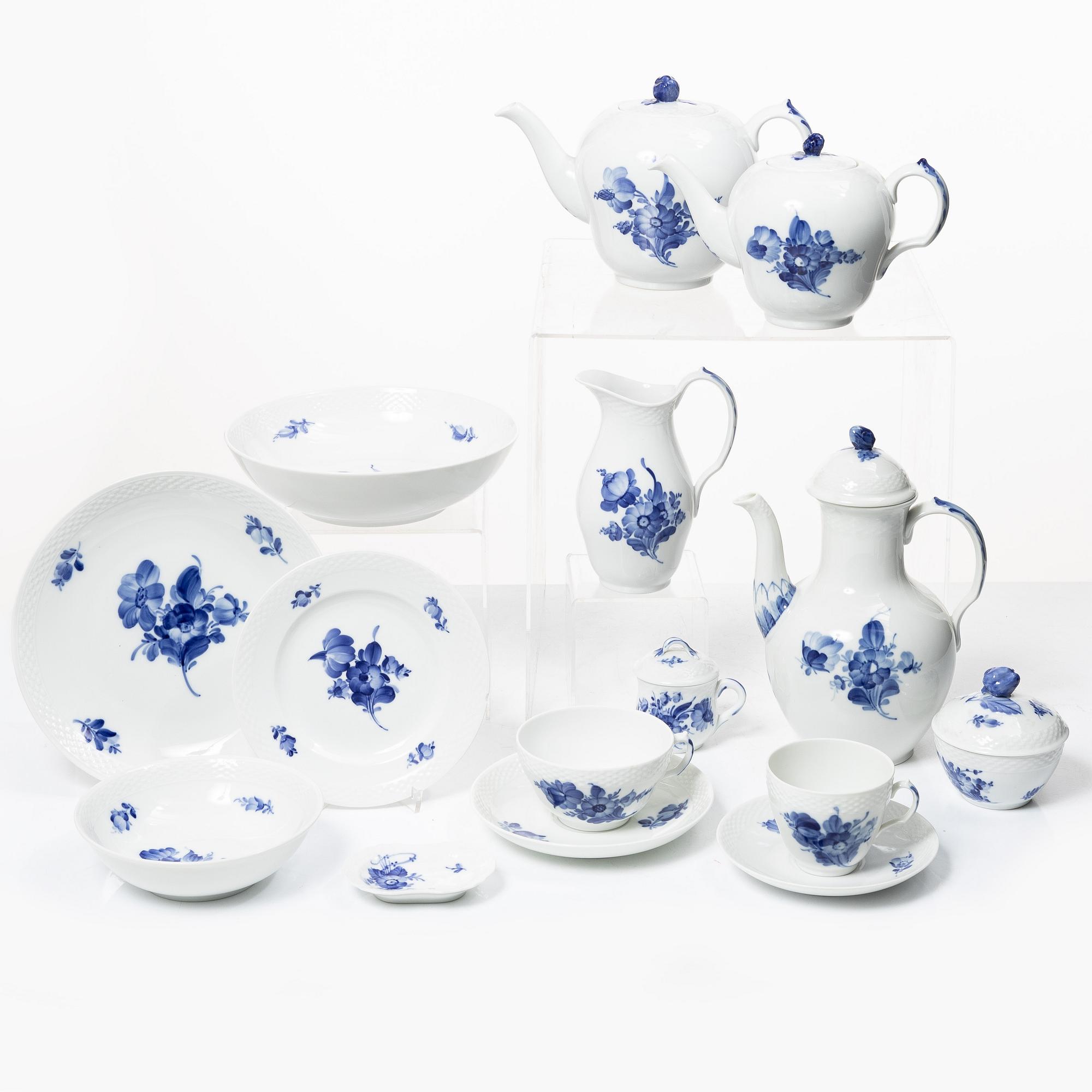 Royal Copenhagen, A 50-piece porcelain 'Blue Flower' coffee and tea service, Denmark.