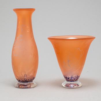 ASTRID GATE, two glass vases, Johansfors 1998.