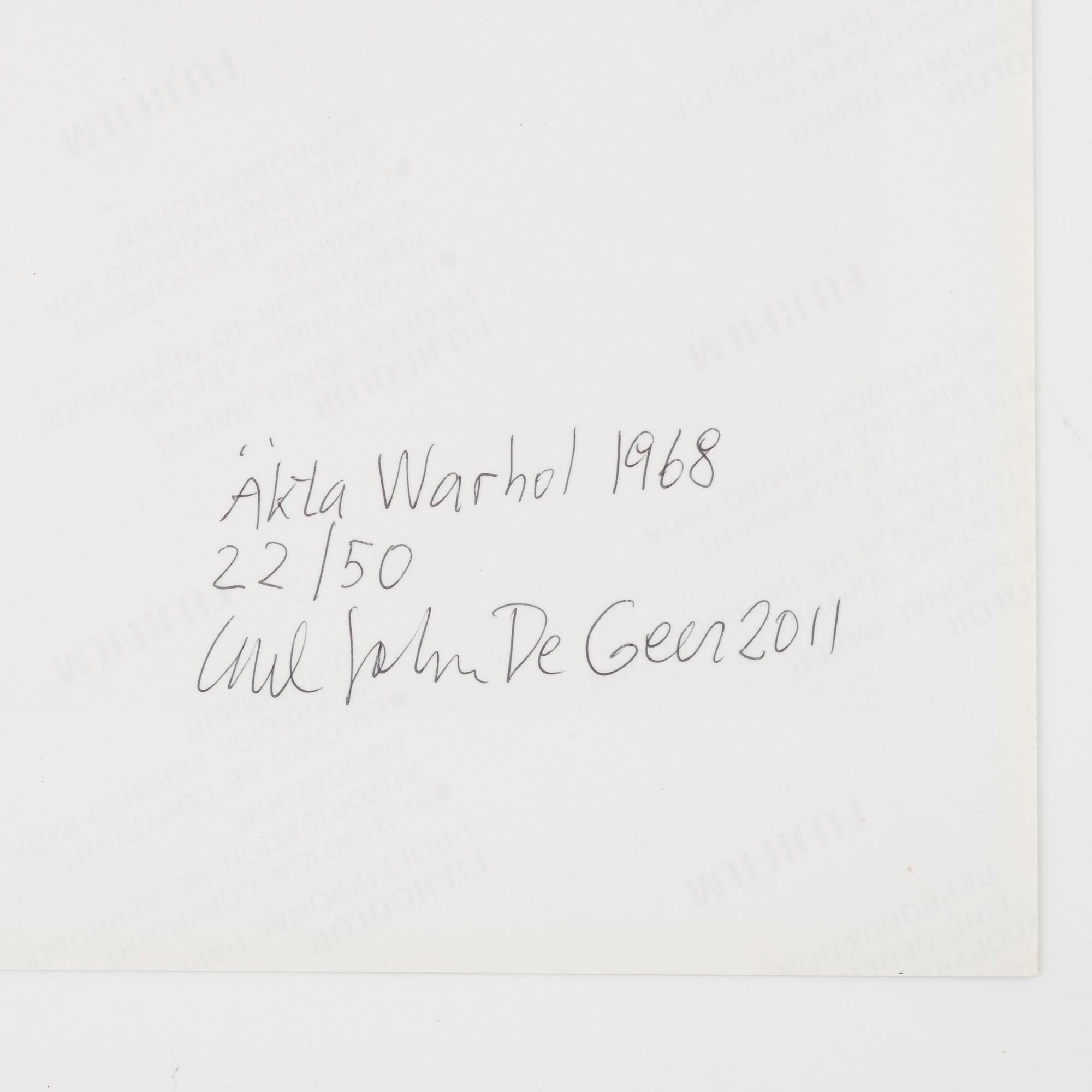 Carl Johan De Geer, "Äkta Warhol".