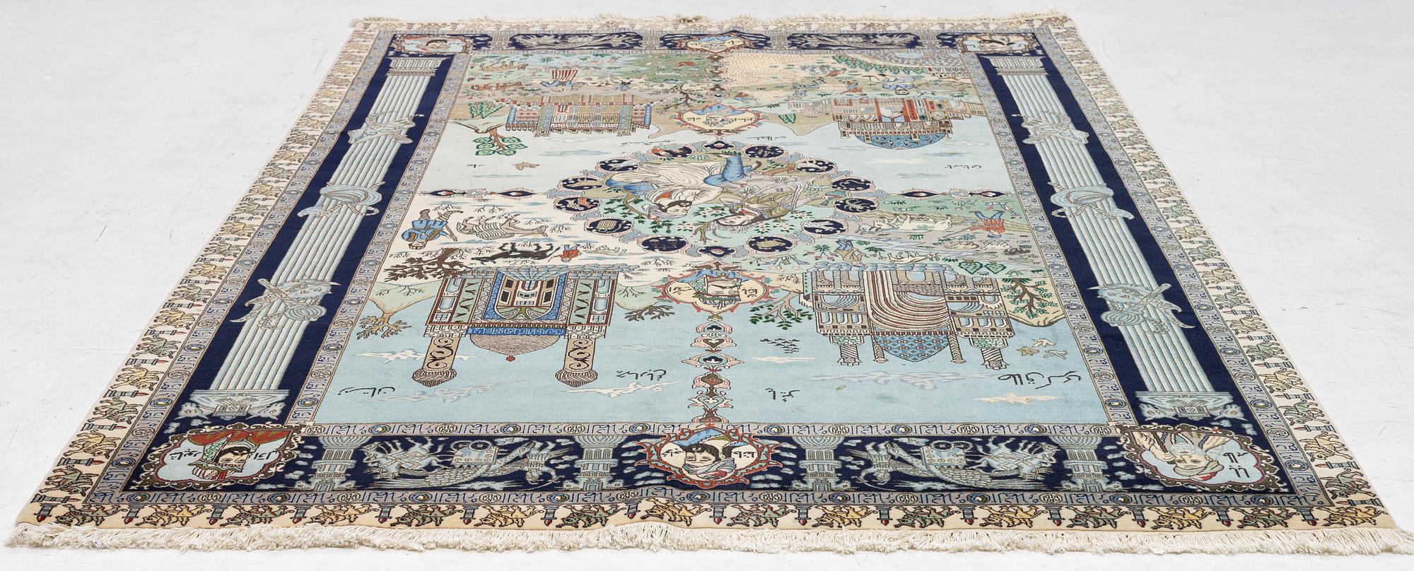 Matta, figural Täbriz, ca 275 x 178 cm.