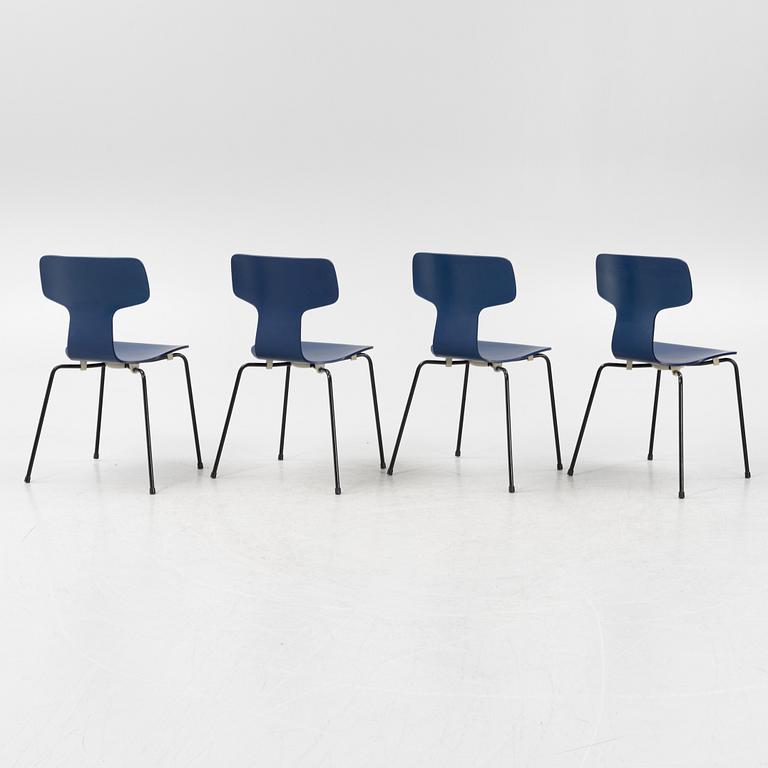 Arne Jacobsen, stolar, 4 st, "T-stolen", modell 3103, Fritz Hansen, Danmark.