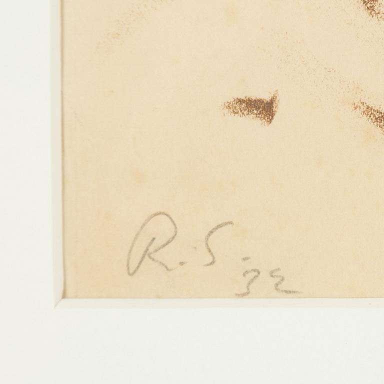 Ragnar Sandberg, red crayon on paper, signed R.S. and dated 32.