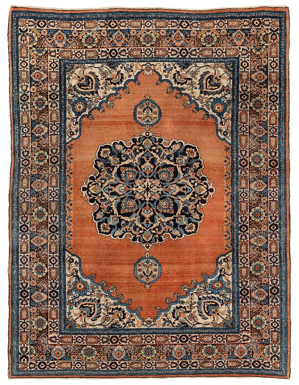 An antique 'Haj Jalili' Tabriz carpet, Northwest Persia, c. 185 x 141 cm.