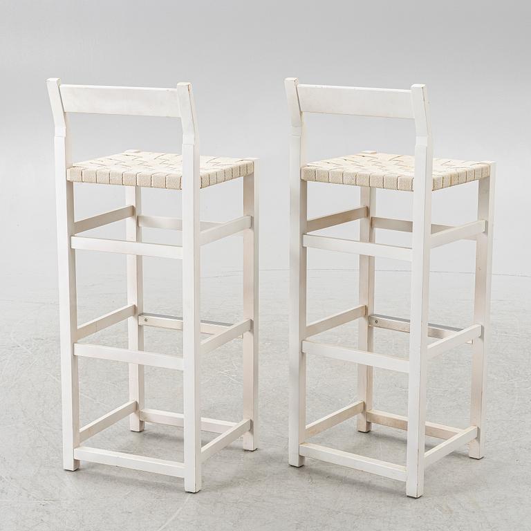 John Kandell, Bar stools, a pair, "Schablon", Källemo, late 20th century.