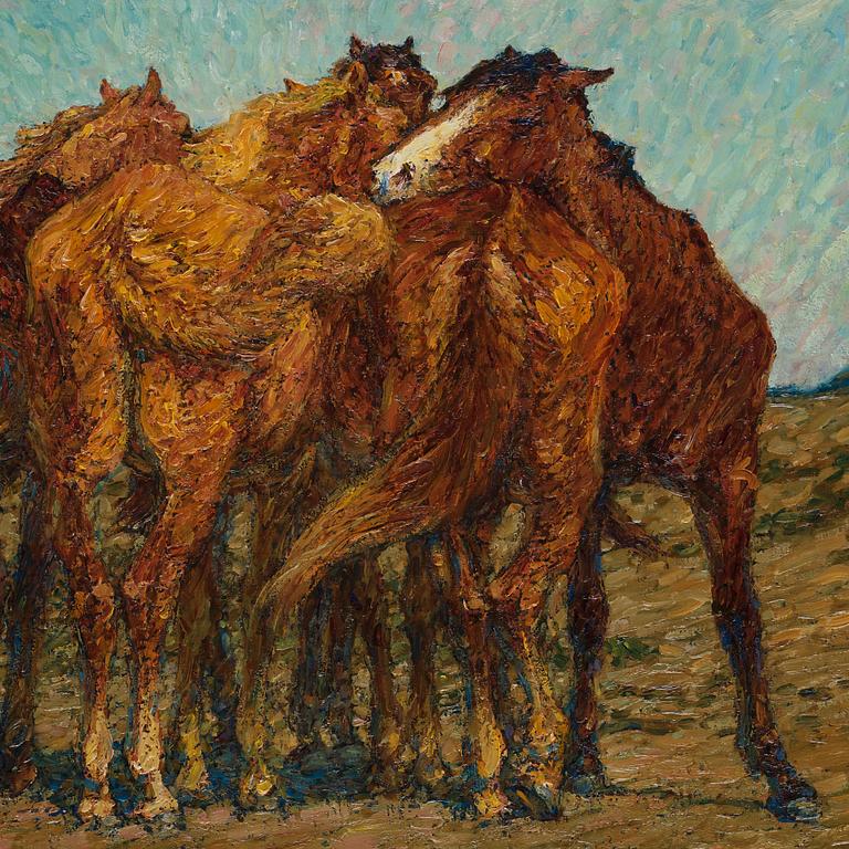 Nils Kreuger, "En klunga hästar" (A group of horses).