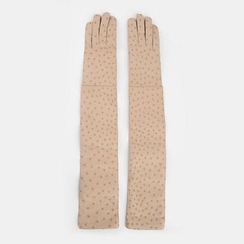 Prada, ostrich leather gloves, size 7 1/2.