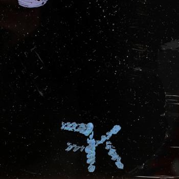 KARIN FROSTENSON, akryl på glas, monogramsign "KF".
