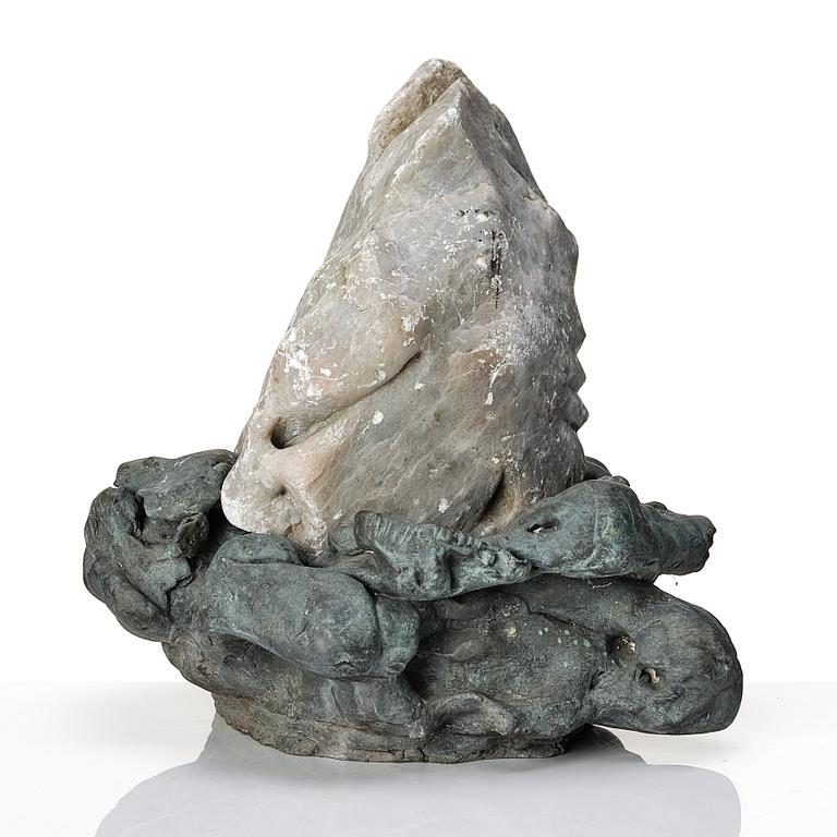 Erik Dietman, sculpture, stone and patinated metal, two pieces.