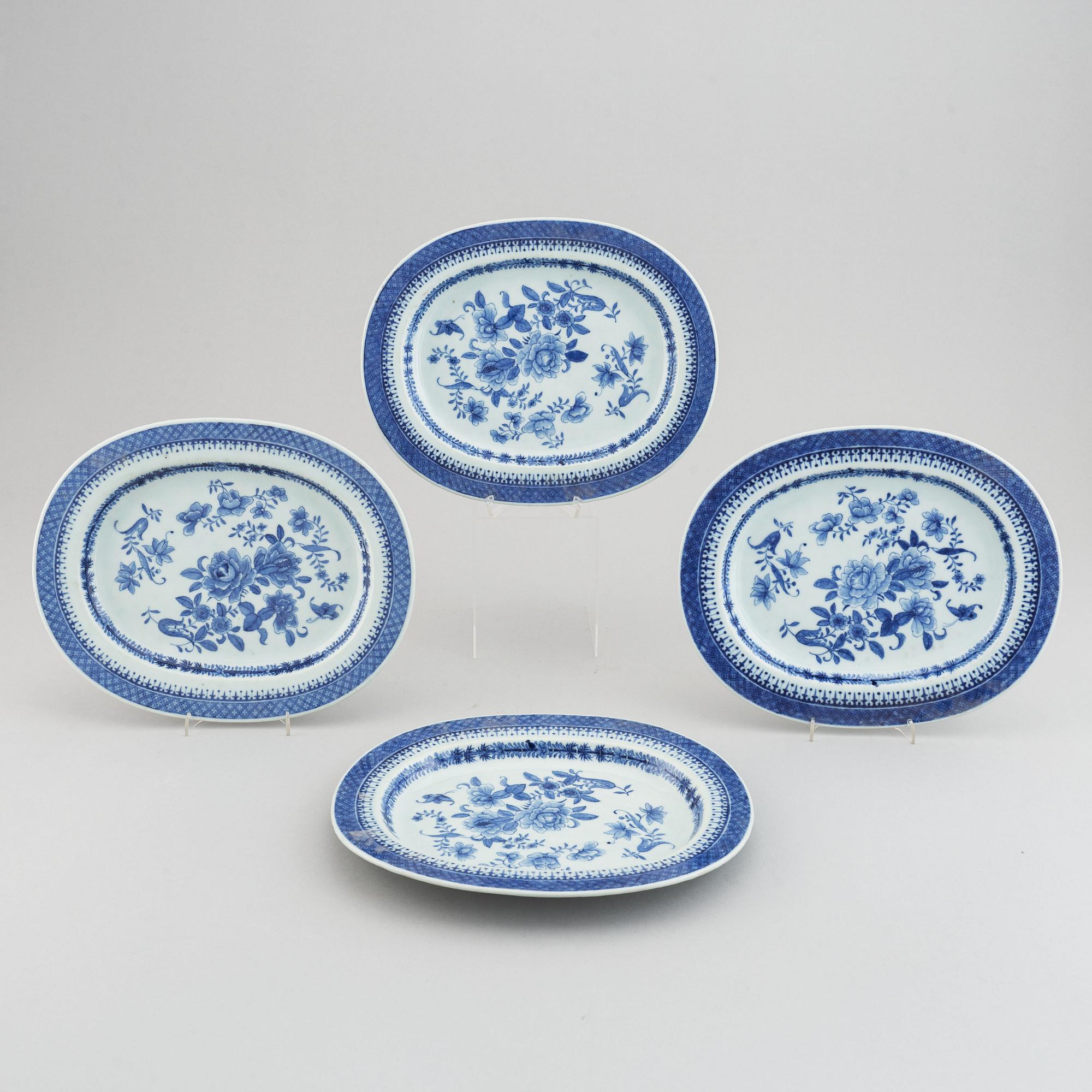 Four blue and white serving dishes, Qing dynasty, Qianlong (1736-95).