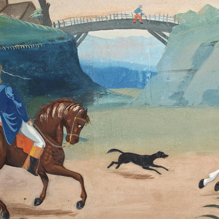 MÅLAD TAPET, 16 delar, 1800-tal.