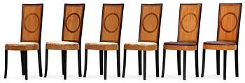 596. A set of six Axel Einar Hjorth 'Ceylon' chairs, Nordiska Kompaniet, Stockholm 1930.