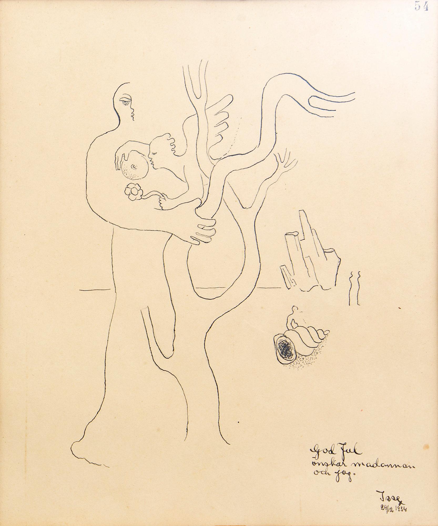 Esaias Thorén, two drawings, signed -34 & -44.