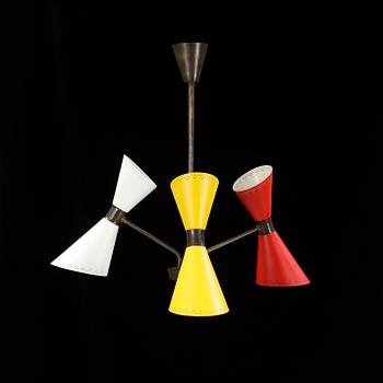 TAKLAMPA, troligen Stilnovo, Italien, 1950-tal.