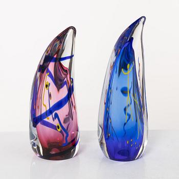 Carlos R Pebaqué, two glass sculptures, Gullaskruf, 1999.