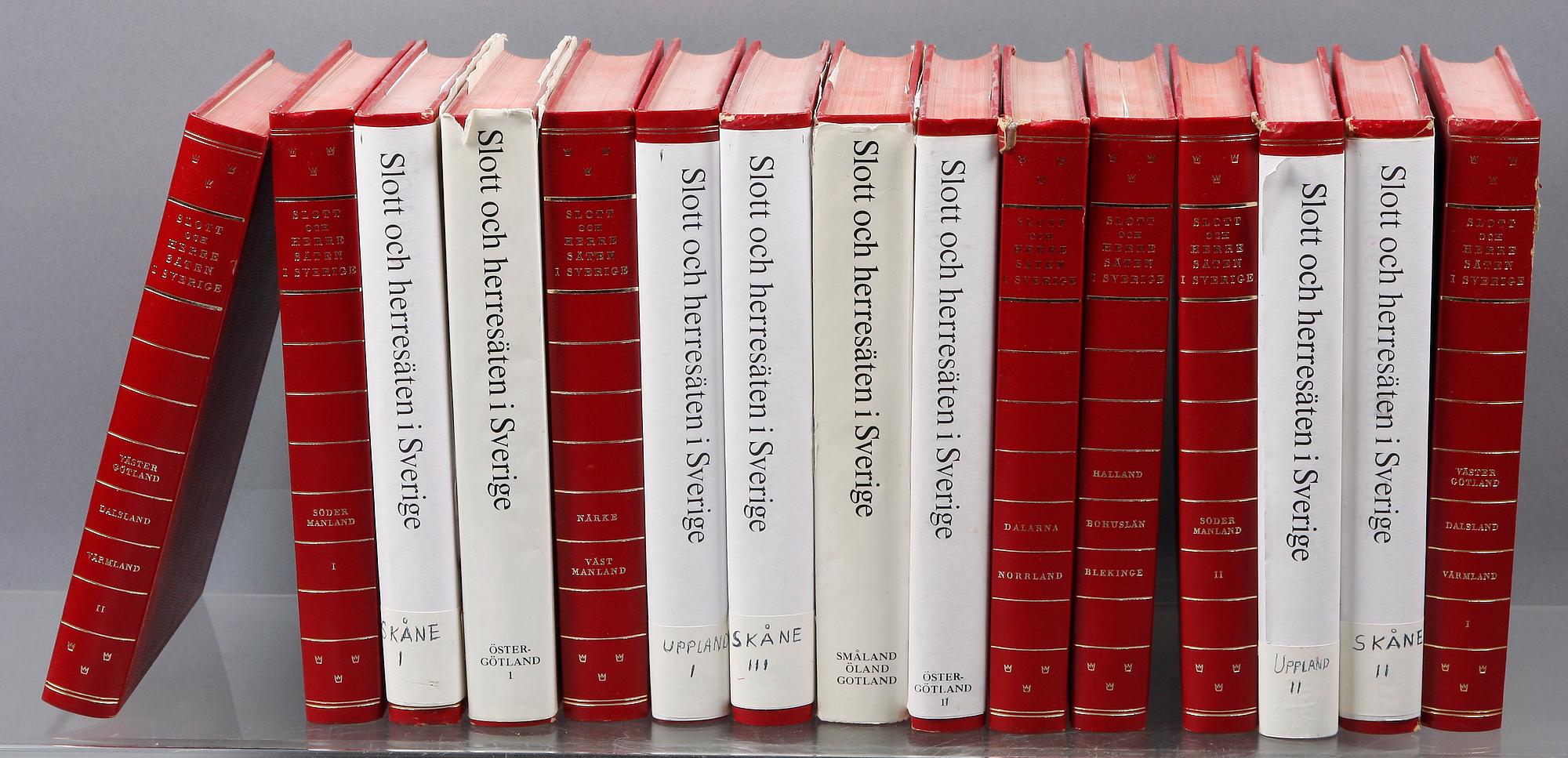BOKVERK, 15 vol, "Slott och Herresäten i Sverige", Allhem 1960-70-tal.