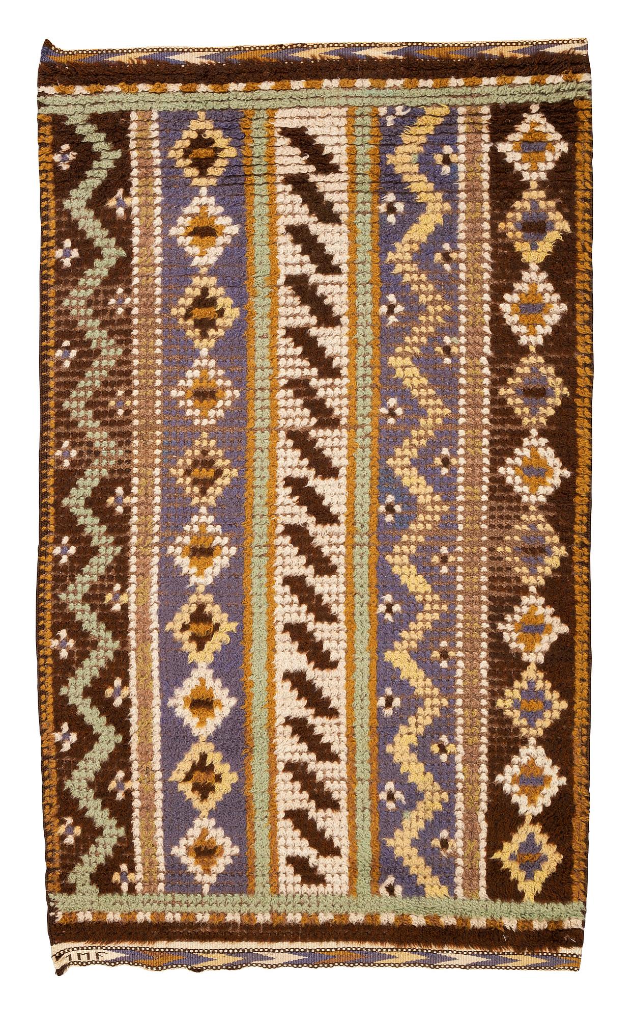 Märta Måås-Fjetterström, a carpet, "Blå randig", knotted pile, ca 141,5-143 x 83-85 cm, signed MMF.