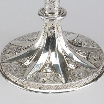 A French 19th century silver chalice, unknown maker, height 24 cm, weight ca 572 gr.