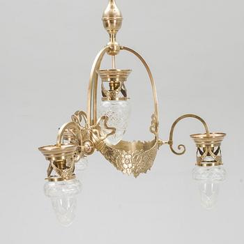 TAKLAMPA, mässing, JUGEND, 1900-talets början.
