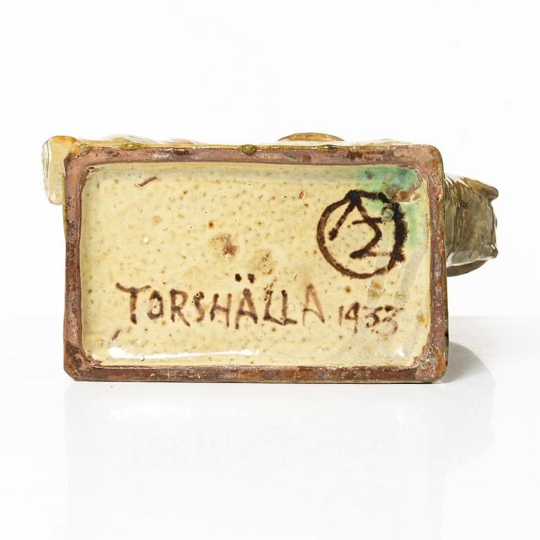 Allan Ebeling, a glazed ceramic sculpture of an elephant, Torshälla 1933.