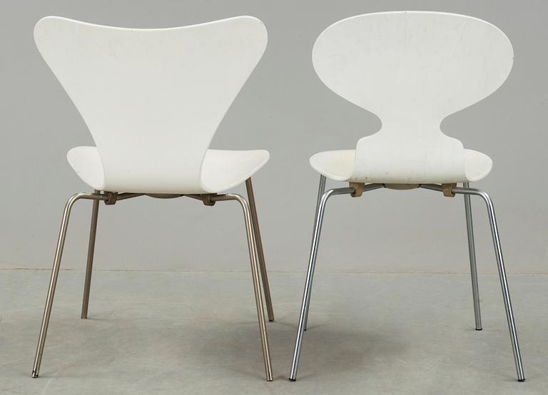 STOLAR, 2 st, "Myran" och "Sjuan", Arne Jacobsen, Fritz Hansen.