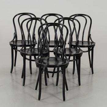 6 BLACK BENTWOOD CHAIRS SECOND HALF OF 20TH CENTURY, THONET-STYLE.