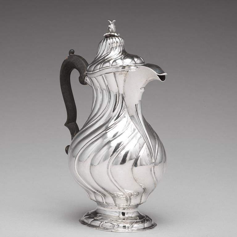 A Swedish 18th century silver coffee-pot, mark of Johan Wennerwall, Göteborg 1756.