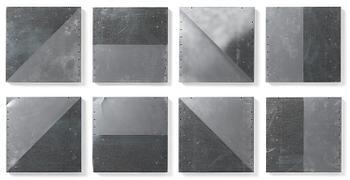 OLOF INGER, Found tin and spray paint. 8 parts. Signed Olof Inger on verso. Executed in 2012.