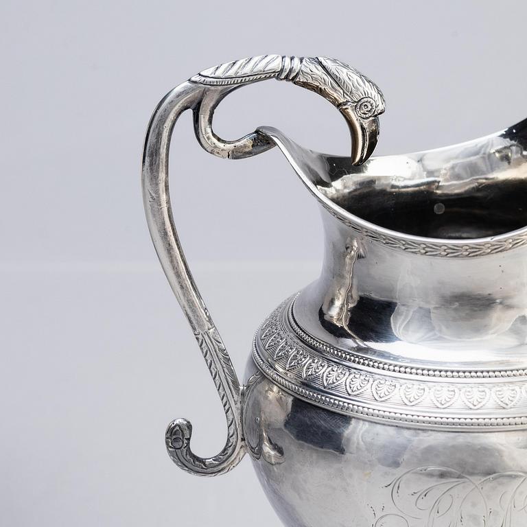 A four-piece silver tea and coffee service, marks of John McMullin, Philadelphia, circa 1820.