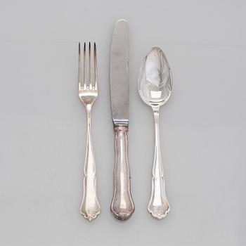 An 56-piece set of 'Chippendale' silver cutlery, Finnish hallmarks.