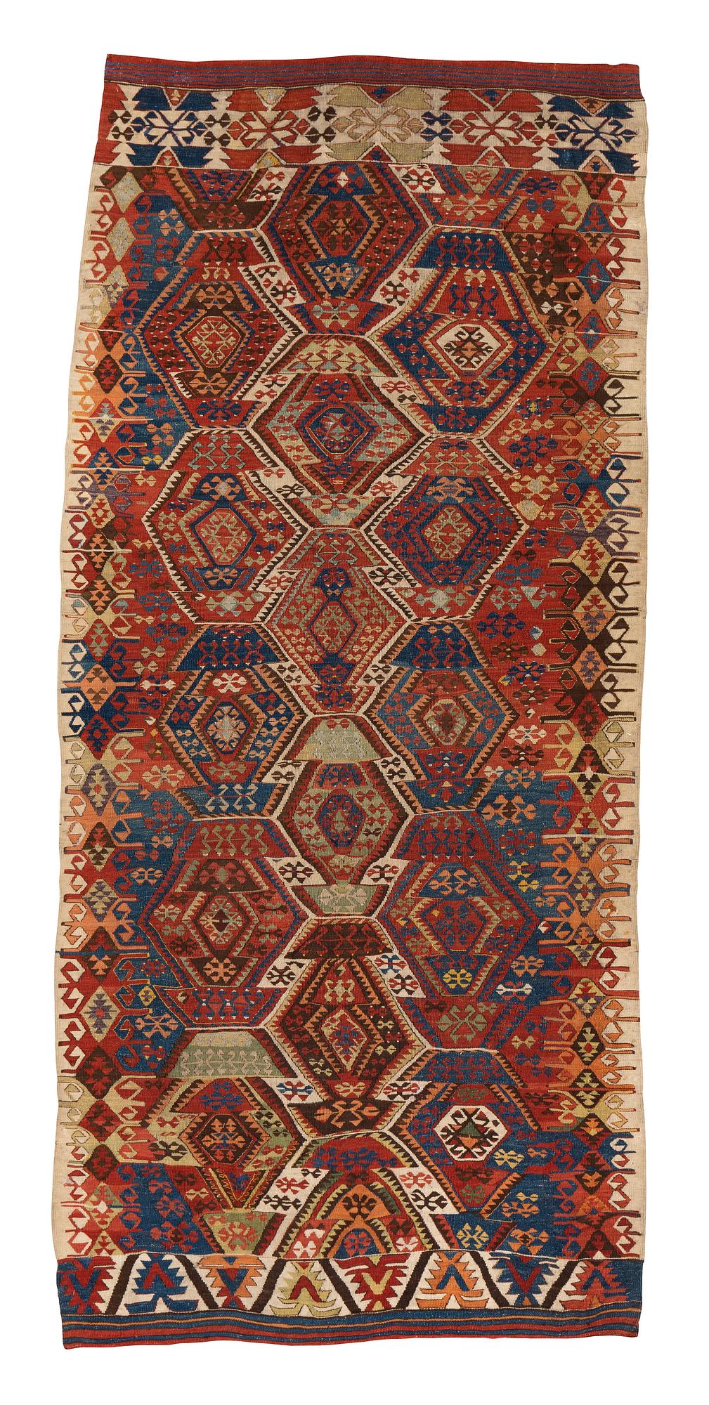 Matta, antik/semiantik Anatolisk kelim, ca 292-301 x 125-135 cm.