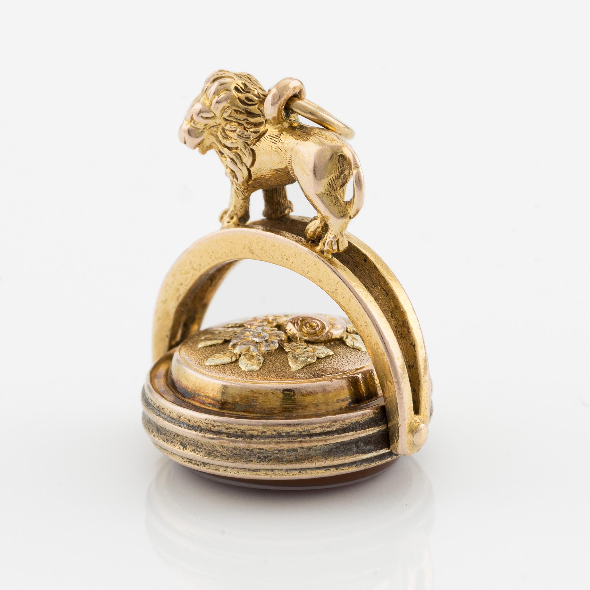 Sigill, 14K guld med karneol med monogram.