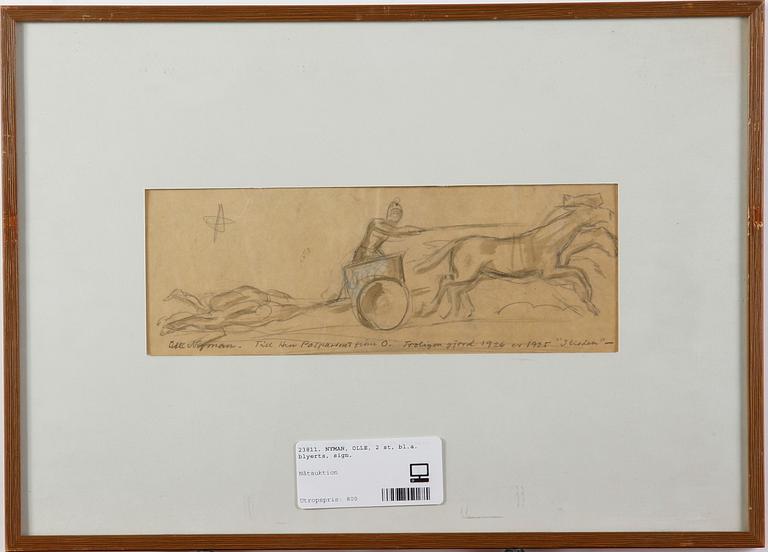 NYMAN, OLLE, 2 st, bl.a. blyerts, sign.