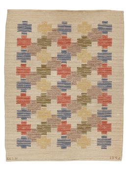 234. Swedish design, a carpet, knotted pile in relief, ca 178,5-179,5 x 137-140,5 cm, signed and dated at the back: SKLH 1944.